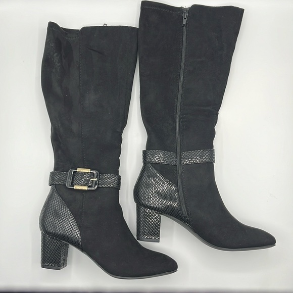 Karen Scott Womens Isabell Faux Leather Embossed Knee-High Boots - Picture 1 of 8